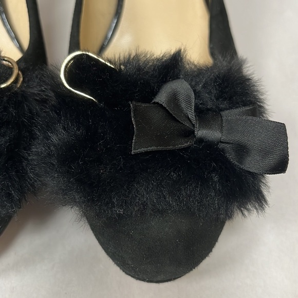 Hogl Black Suede Fuzzy Bow Tie Pump High Heels Party Date Night Evening Wear 6.5 - Picture 3 of 10